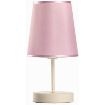 Lámpara de mesa NINETTA Tela y Metal marfil con pantalla cónica redonda rosa