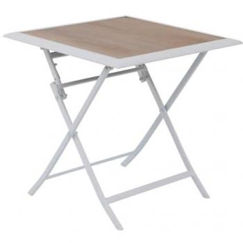 Mesa Plegable Cuadrada Azua Lúpulo y Blanca para Jardín - 2 Asientos - Hespéride