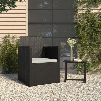 Silla de jardín ratán sintético negro con cojín vidaXL