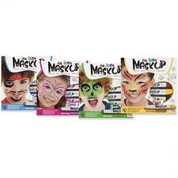 Carioca Set Mask Up | Set Pinturas de Cara en Barra a Base de Agua, Colores Surtidos, Tutorial con 8 Maquillajes Incluído, 12 Uds