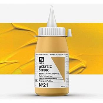 Vallejo - Colores acrílicos vallejo studio 500ml, color amarillo cadmio oscuro