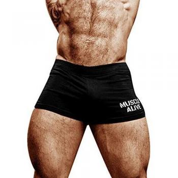 Muscle Alive Hombres Gimnasio Culturismo Rutina de Ejercicio Men Pantalones Cortos Algodón