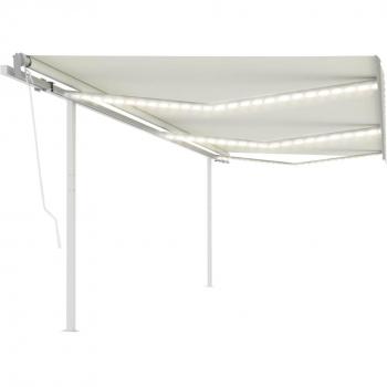 Toldo automático LED sensor de viento crema 6x3,5 m