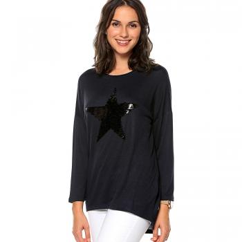 Jersey de Punto Manga Larga con Estrella Mujer - 023924,Night Sky Detail:Black Sequins,M