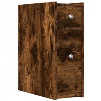 Armario de baño estrecho con ruedas madera roble ahumado