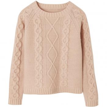 VERTBAUDET Jersey niña de Punto Trenzado Rosa Claro Liso 2-3 Anos, 94CM
