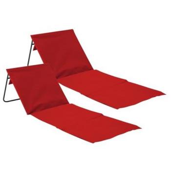 Pack 2 Esterillas Plegables de Playa Acolchadas con Respaldo Impermeables - 149.5x50.5x42 cm, Acero y Tela Oxford