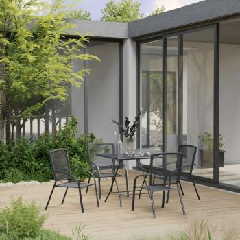 5-Piece Anthracite Steel Garden Dining Set
