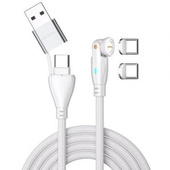 Cable USB 2.0 2 en 1 Magnetico GravityCord 540° (1.80 m, 100 W) - Blanco