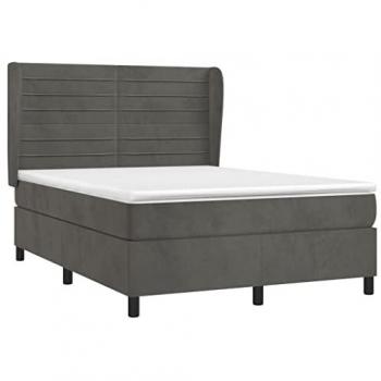 Cama box spring con colchón terciopelo gris oscuro 140x200 cm Vidaxl