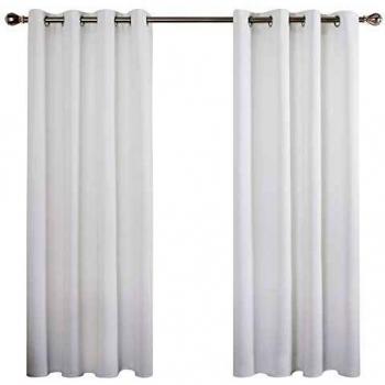 Deconovo Cortinas Habitacion Termicas Aislantes Dormitorio Decoración Ventanas Moderna con Ollaos 2 Piezas 140x260cm Blanco