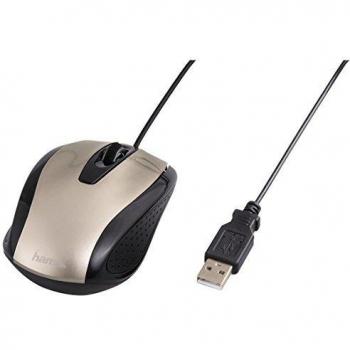 Hama AM-5400 USB Óptico 800DPI Mano Derecha - Ratón Óptico, USB, 800 dpi, Negro, Oro