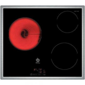 Balay 3EB714XR - Placa vitrocerámica, con 3 zonas de cocción + Zona 28cm, biselada, color negro