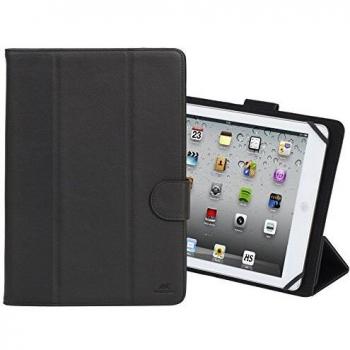 Rivacase 3137 Funda Universal para Tablet de hasta 10.1 con Sistema de Montaje de Silicona y Protección Lateral en Piel Sintética, Color Negro