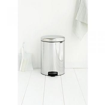 Brabantia Newicon 113987-Cubo de basura con pedal, 20 l, color acero brillante, Inoxidable