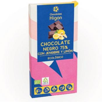 Chocolates Higon Chocolate Negro 75% Jengibre y Limón 100 Gramos