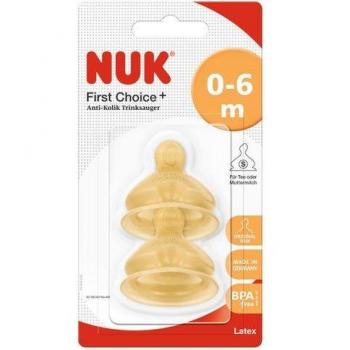 Nuk Tetina Látex Talla 1 Boca Ancha Orificio Pequeño (S) para Agua, Pack de 2 Unidades