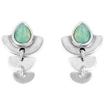Uno de 50 PEN0693MTLAZU0U Mrs Rani Pendientes Mujer Chapado Plata Cristal Tamaño 15 x 22 mm