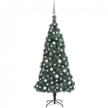 Árbol de Navidad artificial VidaXL con LEDs y bolas, PVC&PE, verde, 150 cm
