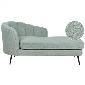 Chaise Lounge Bouclé Verde Izquierdo con Patas de Metal Negras - Diseño Moderno Allier