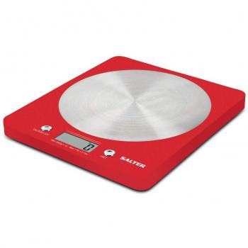 Salter Disc - Báscula de cocina digital, sistema Aquatronic, 5 kg, color rojo