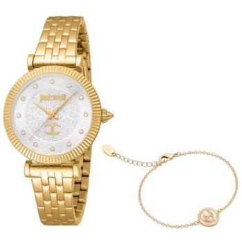 Just Cavalli Women's Elegant Analog Watch - Gold Strap, Silver Gray Dial (Model JC1L266M0025)