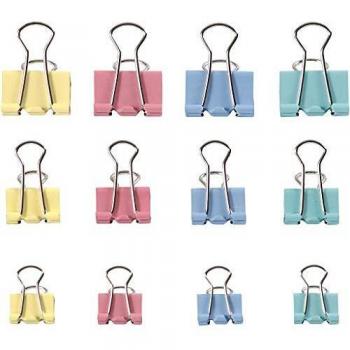 Clips de papel, 15-19-25 mm, colores pastel, mezcla de 30 unidades