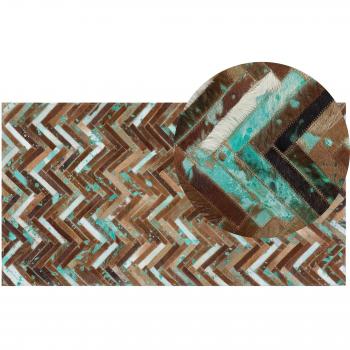 Alfombra de Piel de Vaca Multicolor 80 x 150 cm Artesanal