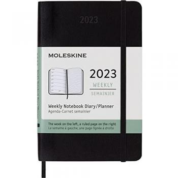 Agenda Semanal 2023 Pocket Tapa Blanda Negra - 12 Meses