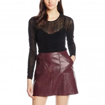 PIECES PCLEOLIA LS MESH TOP BOX FF, Camisa Manga Larga Mujer, Negro