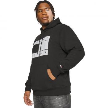 Tommy Jeans Men's Black Regular Fit Flag Spray Hoodie Size L