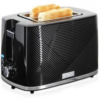 Tostadora Briebe Elegance 2 Rebanadas Ranura Ancha 870W, 7 Niveles de Tostado, Calientapanecillos, Diseño Moderno Negro