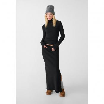 Stradivarius Black Knit Midi Pencil Skirt Size L