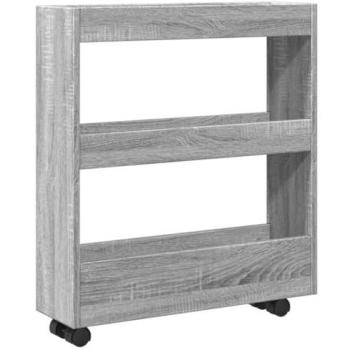 Carro de almacenaje estrecho 3 niveles madera gris Sonoma