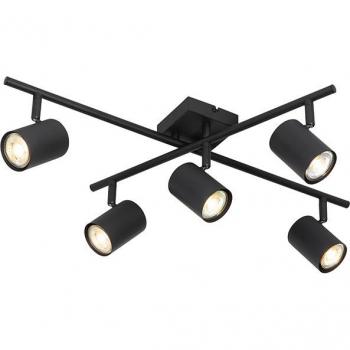 Plafón moderno negro cuadrado 5 luces regulable orientable - Jeana
