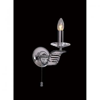 Aplique de pared Niobe con interruptor, 1 bombilla, cromo pulido y cristal