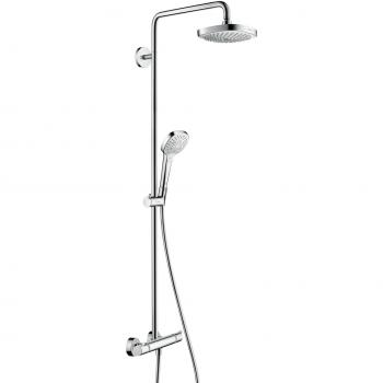 Hansgrohe 27257400 Croma Select E 180 columna de ducha, 4 tipos de chorro, ahorro de agua, blanco/cromo