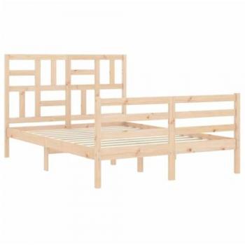 Estructura de cama de matrimonio con cabecero de madera maciza
