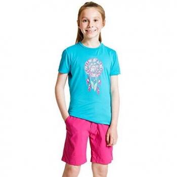 Dare2b Rightful-Camiseta Informal Estampada, Tejido De Secado Rápido, Costuras Planas Y Detalles Reflectantes T-Shirts/Polos/Vests, Niñas, Aqua, 13 Yr