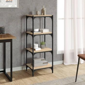 Estantería de madera contrachapada y acero 40x33x100 cm en Negro, Roble Sonoma y Roble ahumado - Mueble de Almacenaje para Oficina, Estudio o Dormitorio