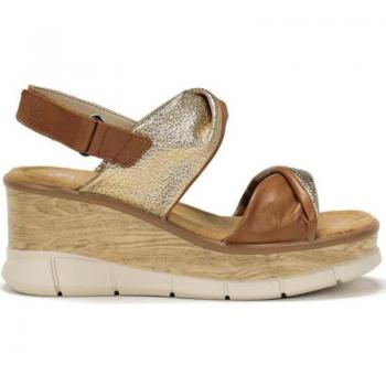 Sandalias cuña Dorking by Fluchos PD-D9004-SUPE, características: diseño elegante, altura de cuña, material de piel, color marrón cognac