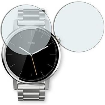 2 x protectores pantalla Golebo para Motorola Moto 360 2nd Gen. 48mm. Lámina protectora adhesiva invisible Crystal Clear. Fabricado en Alemania.