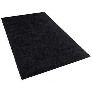 Alfombra Shaggy Negra 140 x 200 cm Moderna de Pelo Largo y Acolchada