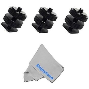 enjoytone 3pieces 1 4 pulgadas Doble Luz de Flash Soporte Adaptador de zapata para trípode de cámara DSLR Tornillo