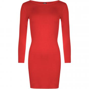 WearAll - Mujeres Manga Larga De BodyCon del Mini Vestido Top - Rojo - 36-38