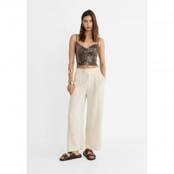 Stradivarius Linen Blend Wide-Leg Trousers Stone