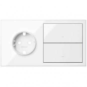 Kit Frontal Simon 100 2 Elementos Base + 2 Teclas Blanco Brillo