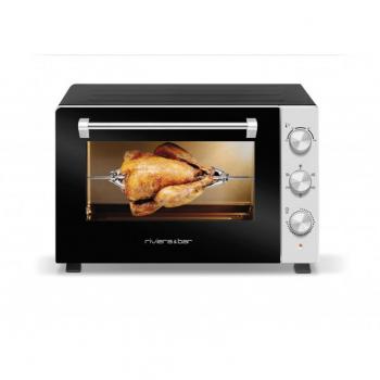 Horno de encimera eléctrico RIVIERA & BAR QFR300 - 30L, 1500W, con grill y paredes templadas, negro/acero inoxidable