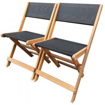 Silla plegable de madera exótica Seoul - Arce - Negro - Lote de 2