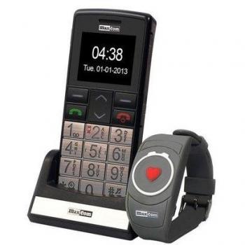 Maxcom MM715BB Teléfono Móvil para Mayores con Pulsera SOS, Pantalla 1.8, Cámara 1.3MPX, 2G